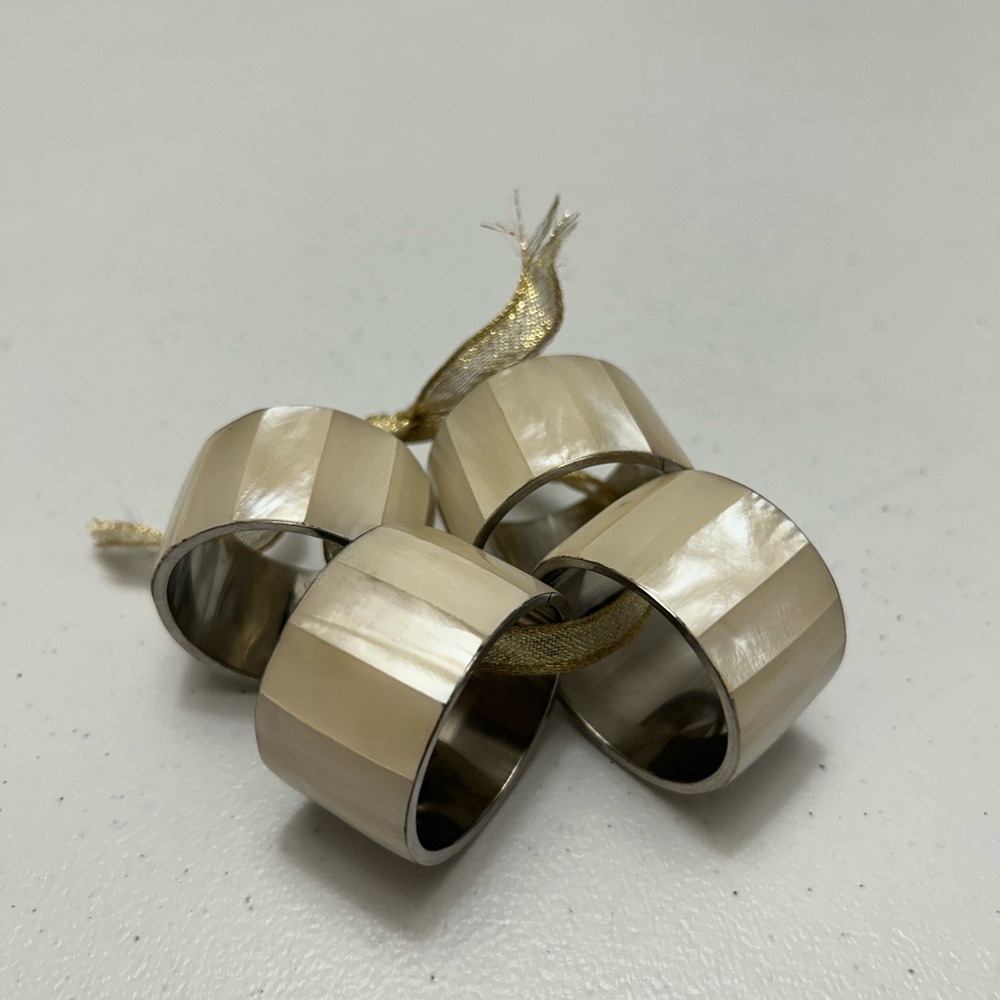 Vintage Mother of Pearl Napkin Rings Set